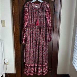 Natural Life , L, never worn, Bohemian Maxi Dress Floral - Red